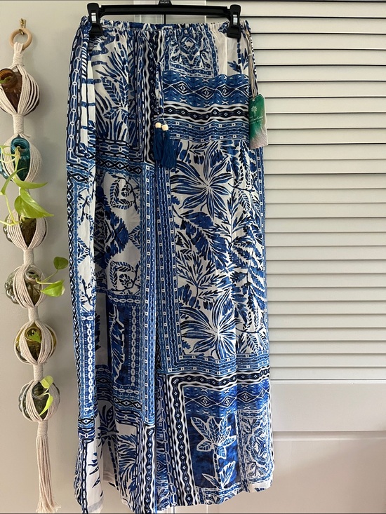 True Destinations Pants - Blue & White Floral Wide-Leg Pants - Lightweight with Kimono Set